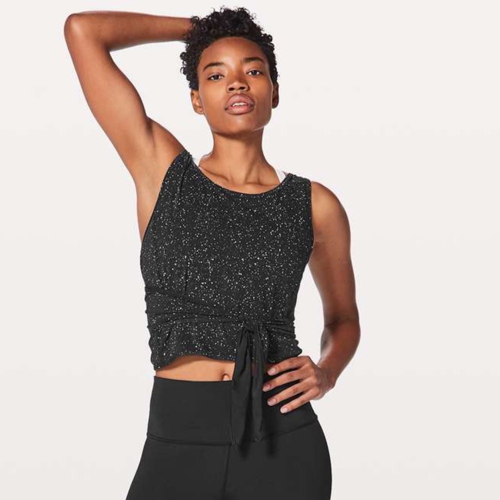 Lululemon It’s A Tie Black Speckled Wrap Tank